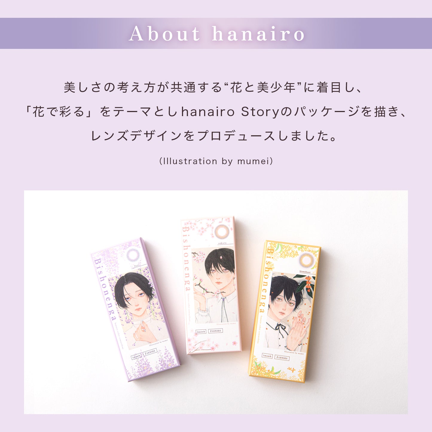 【マンスリー】Bishonenga hanairo カラーコンタクトレンズ 藤 fuji