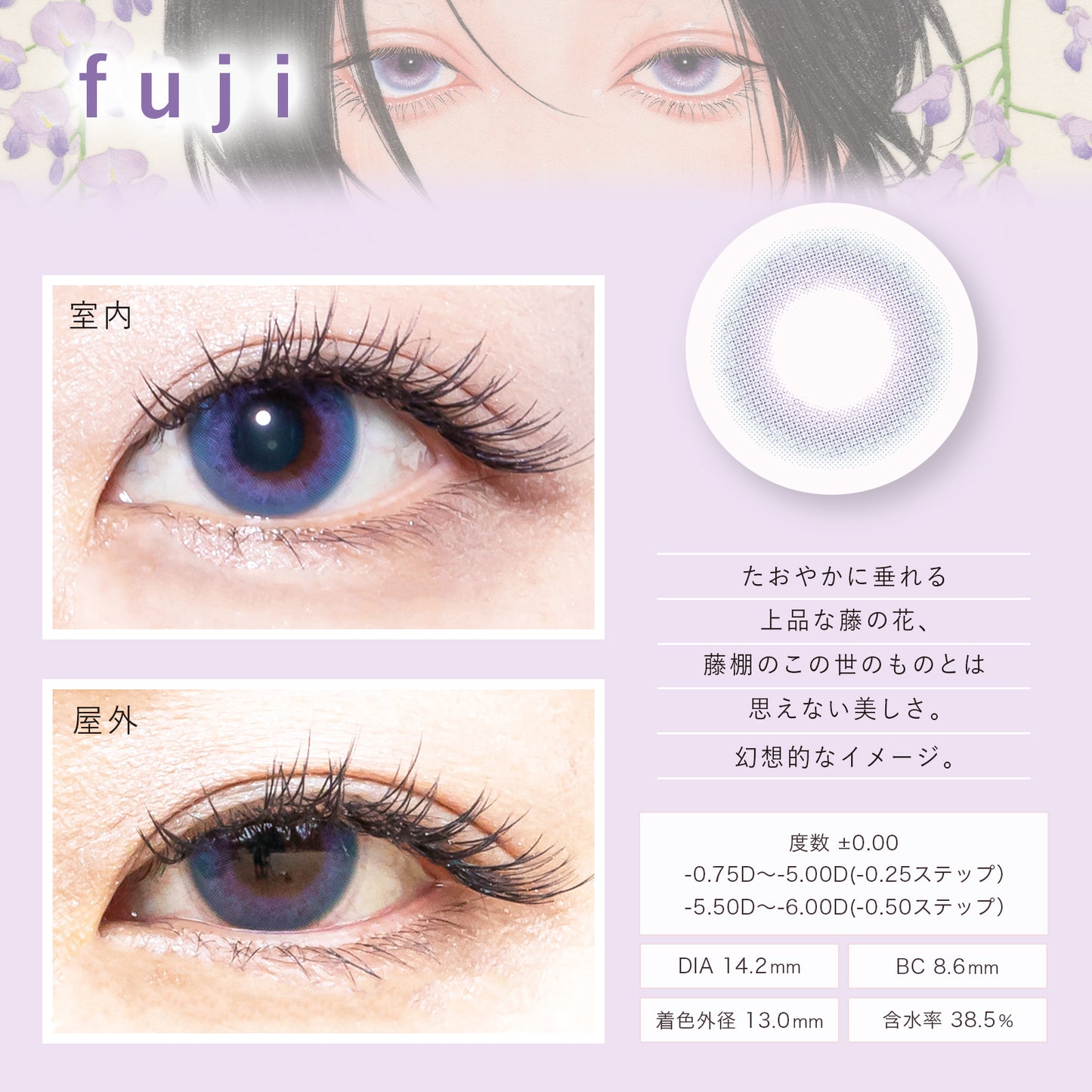 【マンスリー】Bishonenga hanairo カラーコンタクトレンズ 藤 fuji