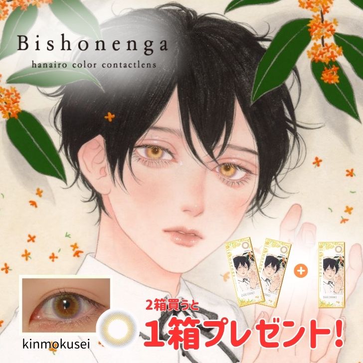 【マンスリー】【旧パッケージ品】Bishonenga   hanairo カラーコンタクトレンズ 　金木犀　2箱+1箱